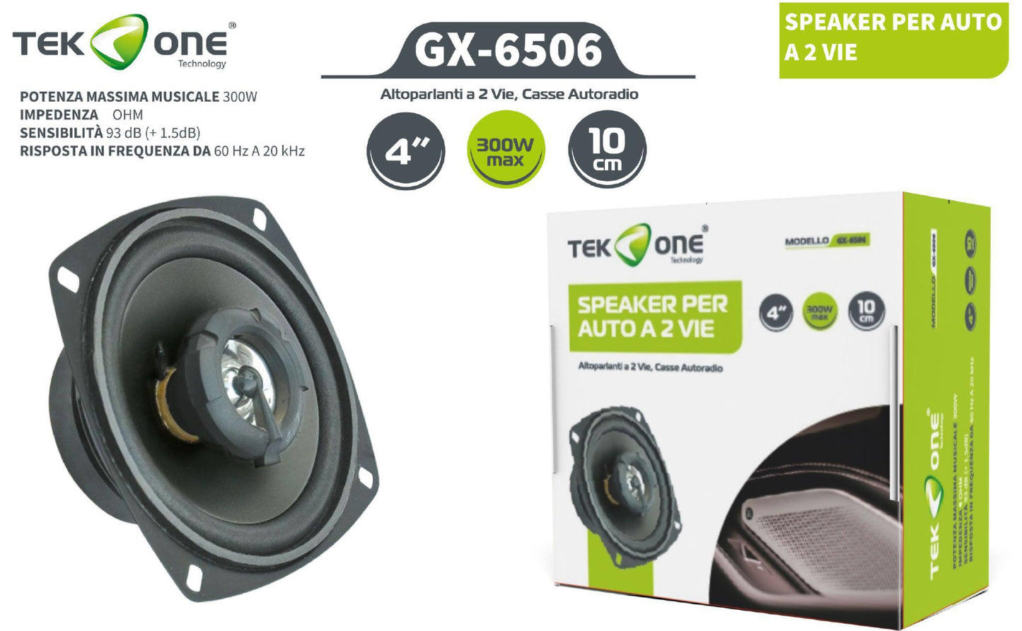 TEK ONE 4” speaker per auto A 2vie GX-6506