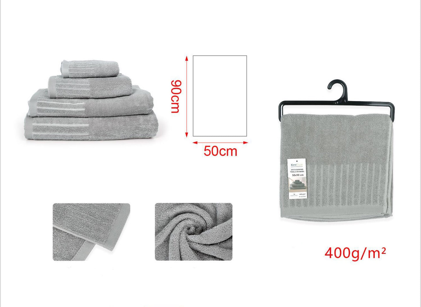 ASCIUGAMANO grigio chiaro 50x90cm