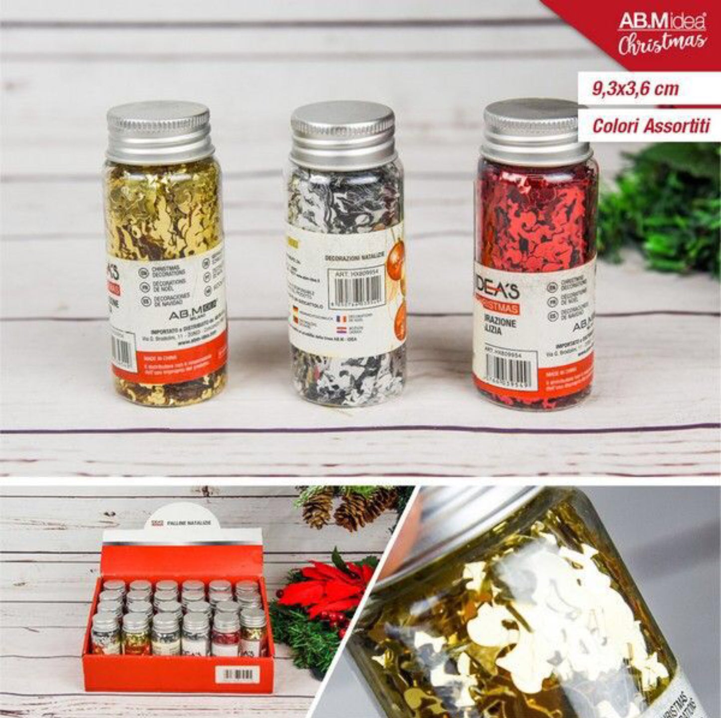 NATALIZIA decorazioni glitter in bottiglia  9.3x3.6cm angeli