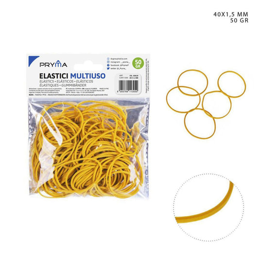 PRYMA elastico gomma giallo 40x1.5mm 50gr