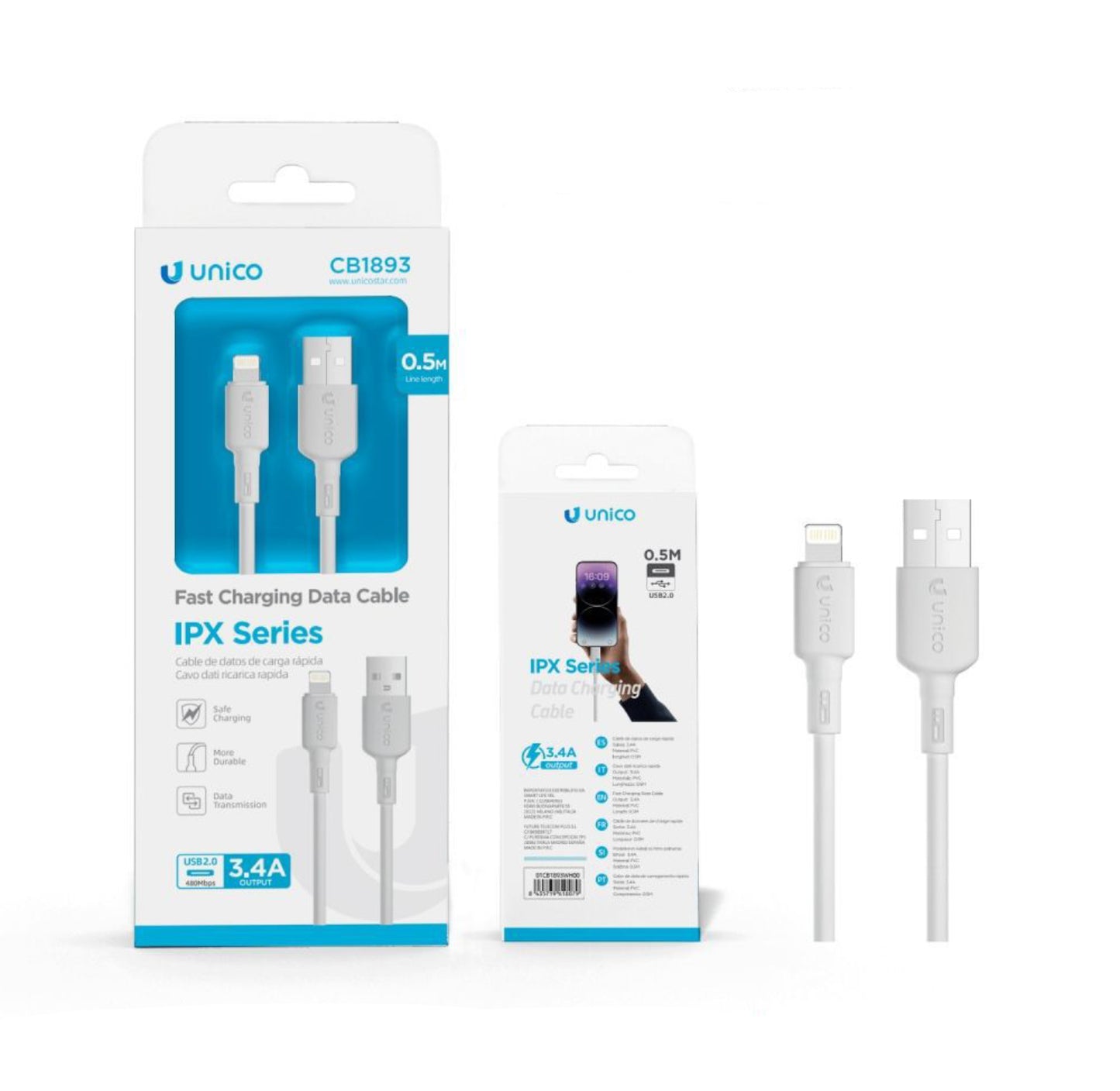 UNICO cavo iPhone 3.4A 0.5m CB1893