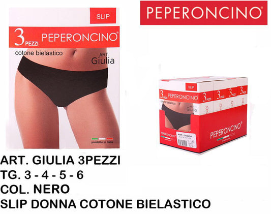 PEPERONCINO slip cotone nero Art.Giulia