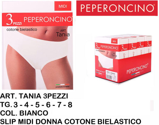 PEPERONCINO slip midi cotone bianco Art.Tania