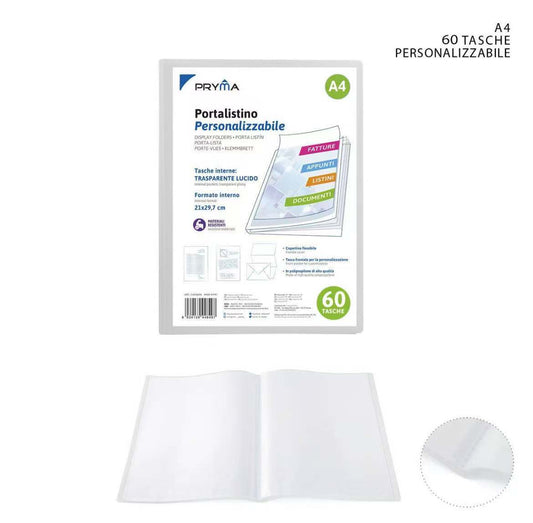 PRYMA PORTALISTINO  PERSONALIZZABILE A4 60tasche